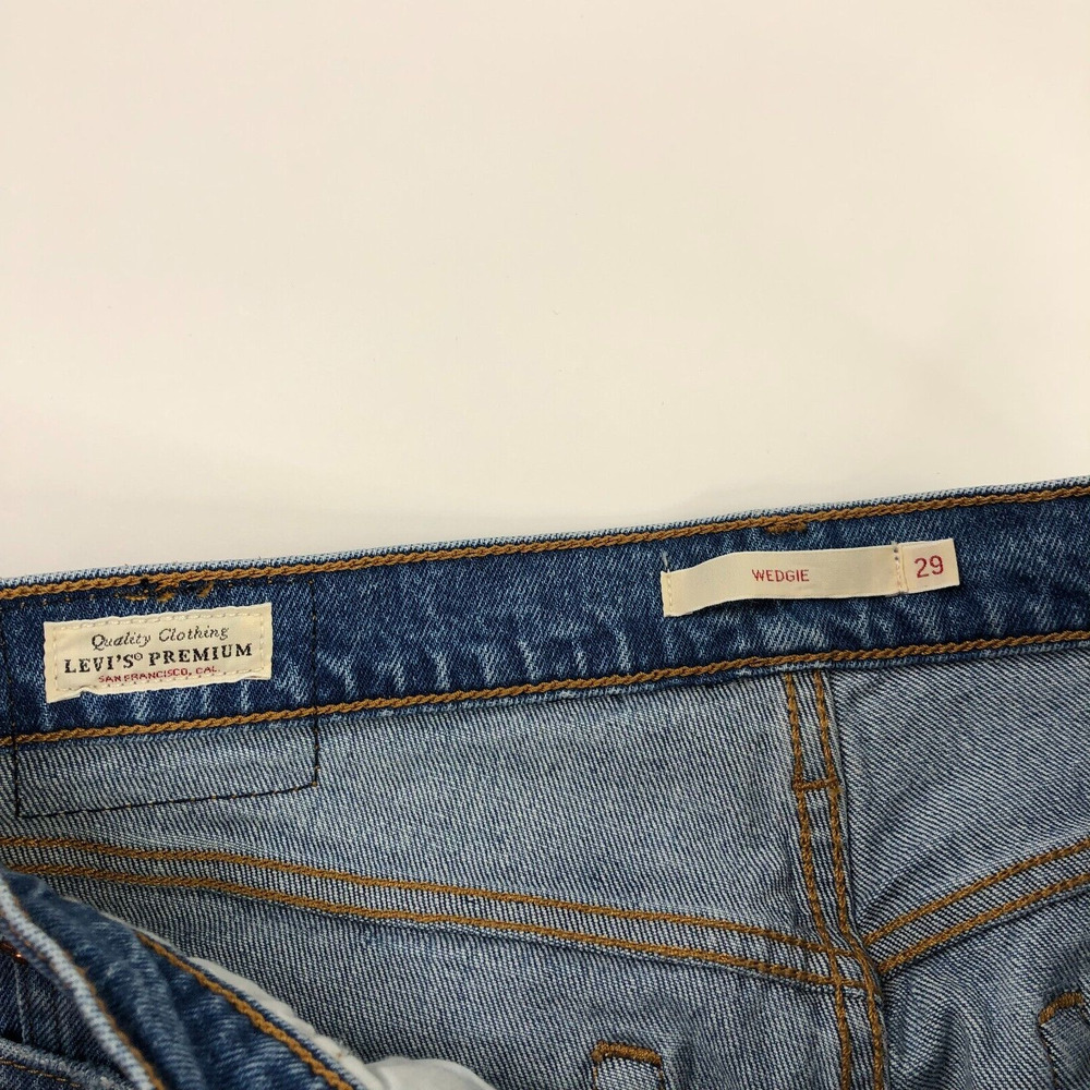 Levis Wedgie Raw Hem Button Fly Premium Cut Off Fray Jeans 29 (30W 28L) EUC - Picture 9 of 10